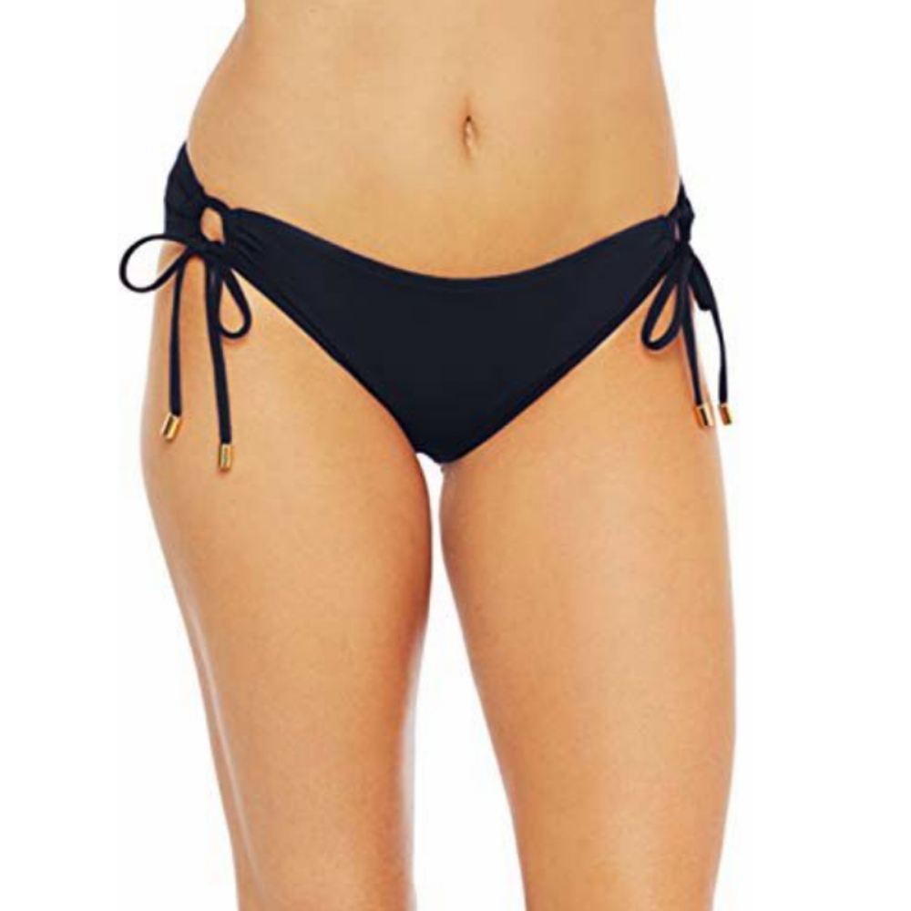 La Blanca Black Island Goddess Side Loop Hipster Swim Bikini Bottom
